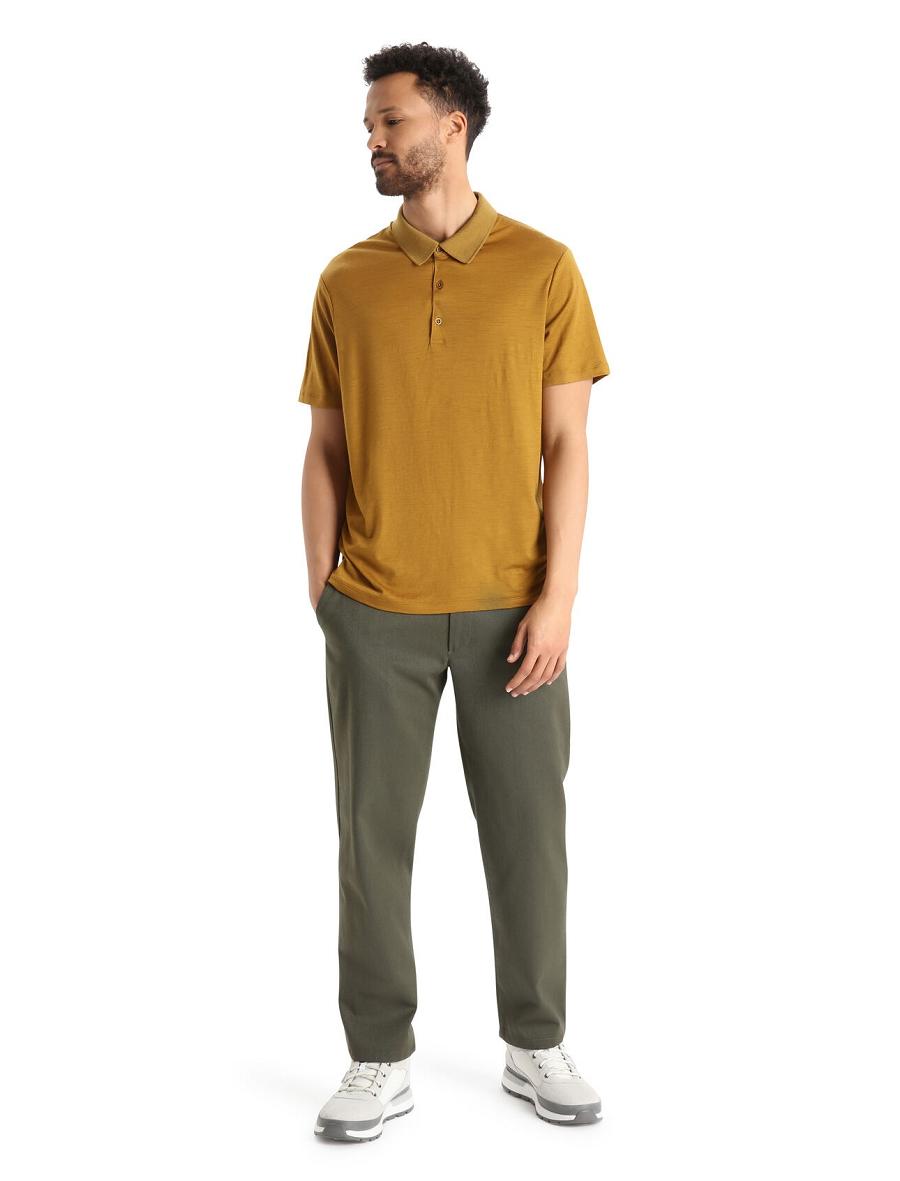 Icebreaker Merino Tech Lite II Rövid Sleeve Polo Férfi Póló Barna | HU 1159QMAZ